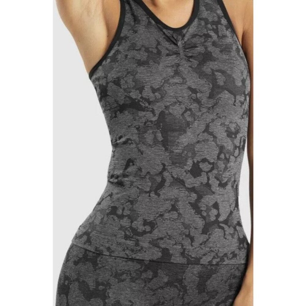 Gymshark Adapt Seamless Black Camo Compression Tank Top Size L
